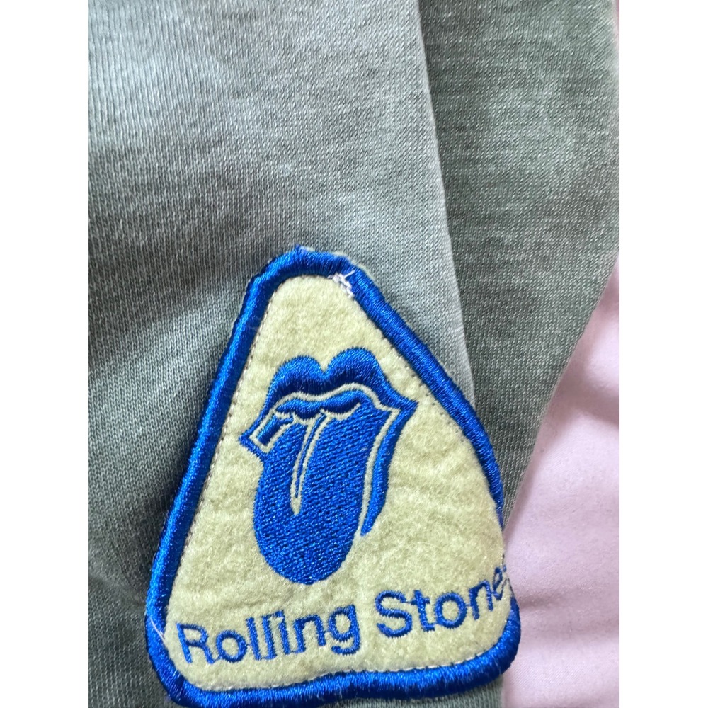 Rolling Stones Multi Patch Hoodie Green Mens Small Rock Band Pullover Fleece - Picture 9 of 9
